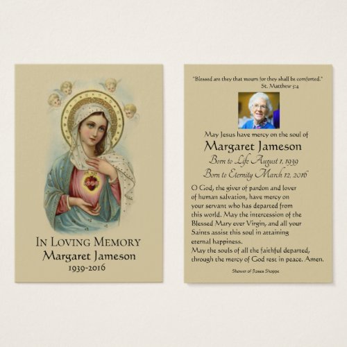 Catholic Funeral Memorial Prayer Holy Cards