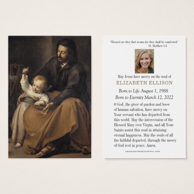 Catholic Funeral Memorial Prayer St. Joseph (Front & Back)