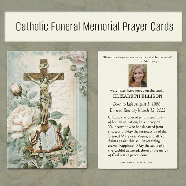 Catholic Funeral Memorial Scripture Prayer Card Zazzle