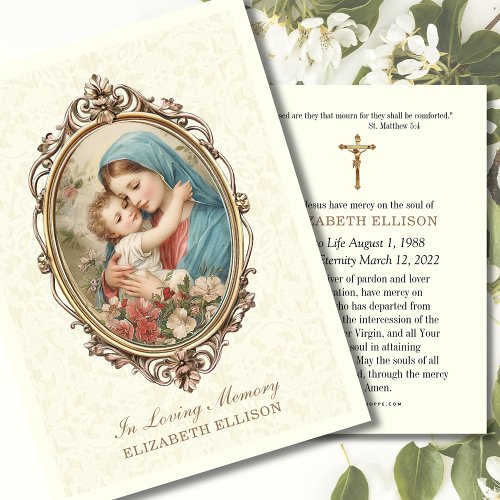 Catholic Funeral Memorial Sympathy Prayer Card