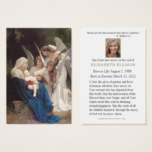 Catholic Funeral Memorial Virgin Angels Jesus 