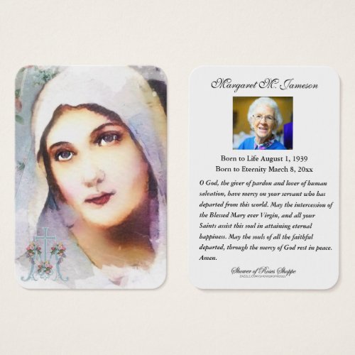 Catholic Funeral Memorial Virgin Mary Holy Card