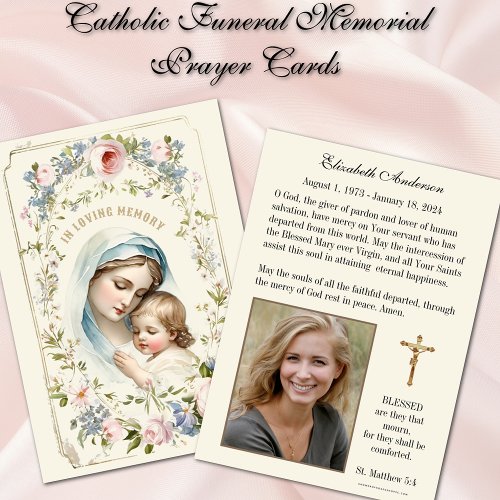 Catholic Funeral Photo Memorial Prayer  Announcement