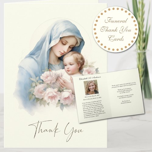 Catholic Funeral Prayer Memorial Thank You  Note Card