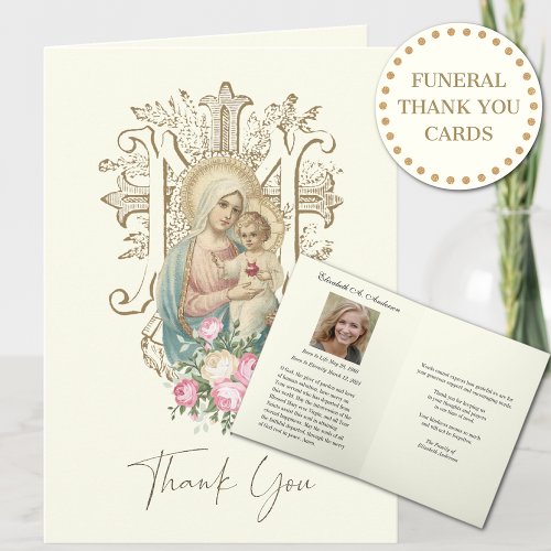 Catholic Funeral Prayer Memorial Thank You  Note Card