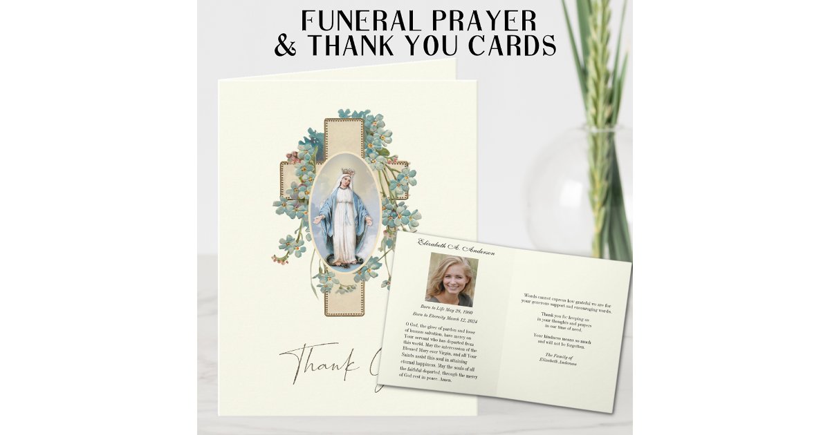 Catholic Funeral Prayer Memorial Thank You Note Card | Zazzle