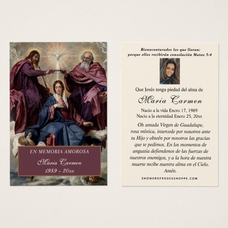 Catholic Funeral Spanish Prayer Holy Card | Zazzle