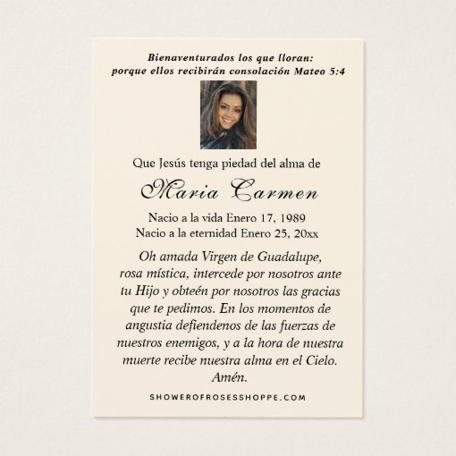 Catholic Funeral Spanish Prayer Holy Card Zazzle