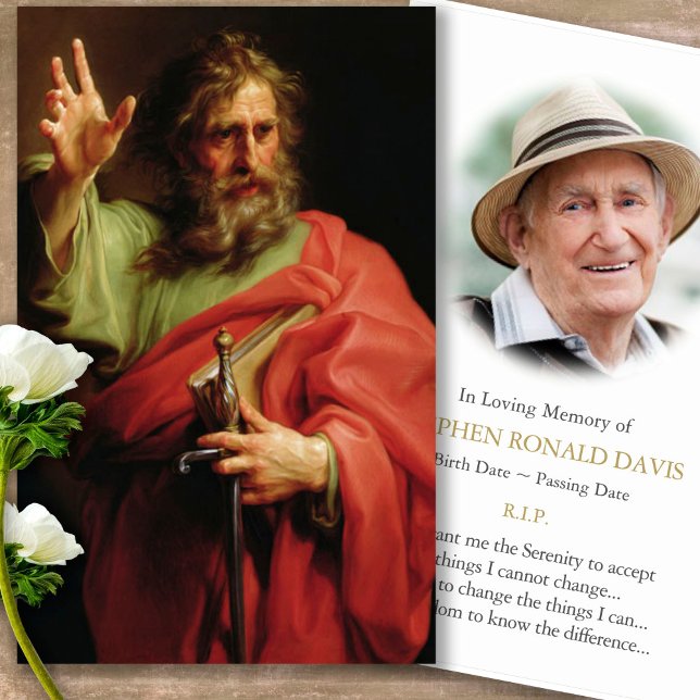 Catholic Funeral St Paul Prayer Sympathy Cards (catholic, religious, celebration of life, in loving memory of, prayer cards for bereavement)