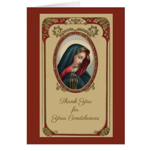 Catholic Funeral Sympathy Holy Card Thank You