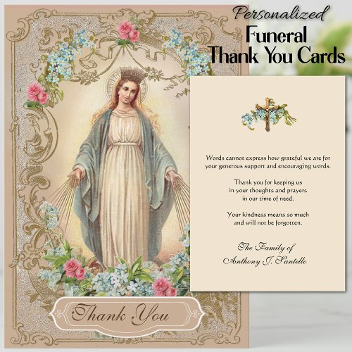 Catholic  Funeral Sympathy Holy Card Thank You