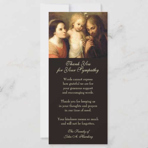 Catholic Funeral Sympathy Holy Family Card