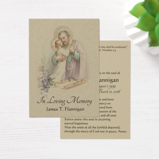 Catholic Funeral Sympathy Joseph Prayer Holy Card (Desk)