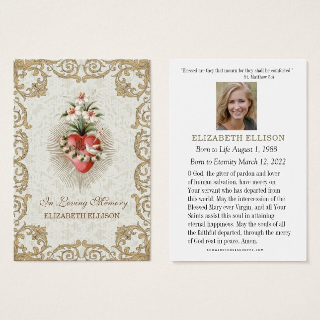 Catholic Funeral Virgin Mary Funeral Prayer Card  (Front & Back)