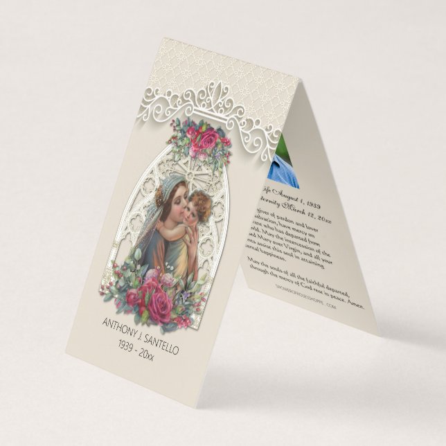 Catholic Funeral Virgin Mary Jesus Holy Card (Front)