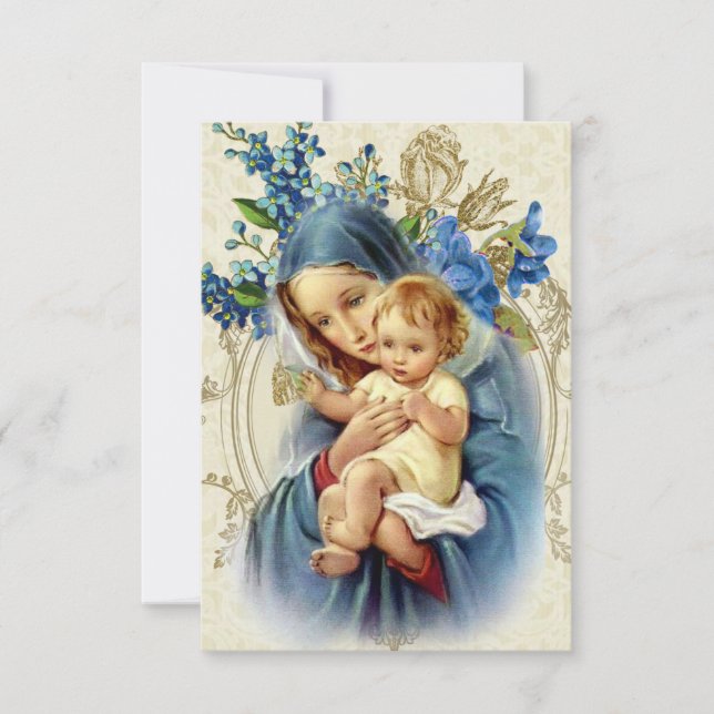 Catholic Funeral Virgin Mary Jesus Prayer Card (Front)