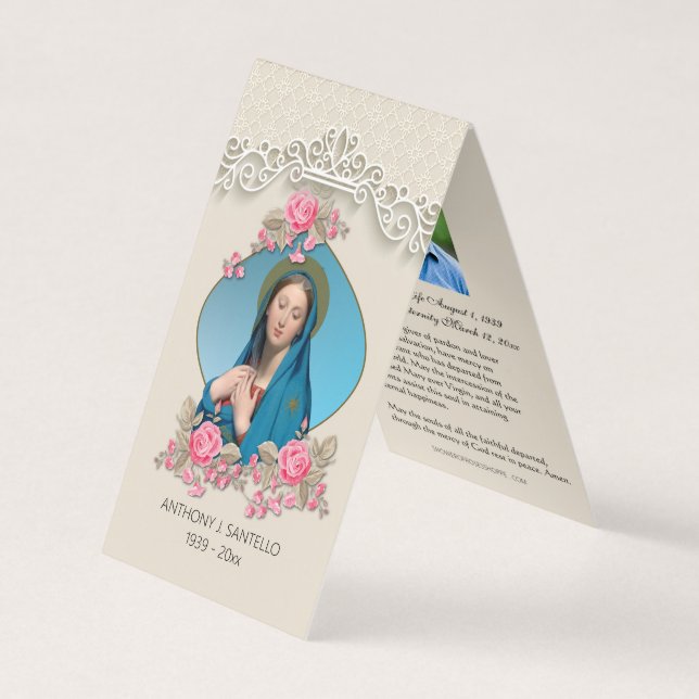 Catholic Funeral Virgin Mary Prayer Holy Card (Front)