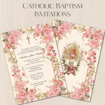 Catholic Girl Baptism Christening Pink Floral