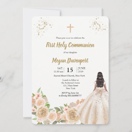 Catholic Girl Communion Invitation
