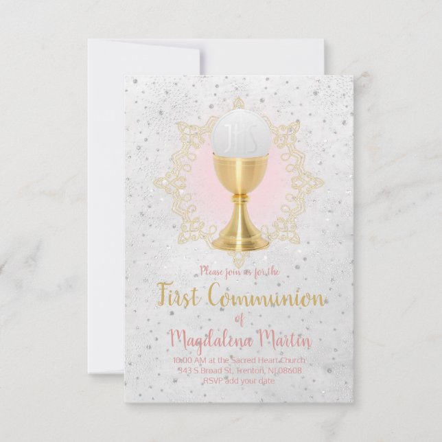 catholic girl first communion design invitation (Front)