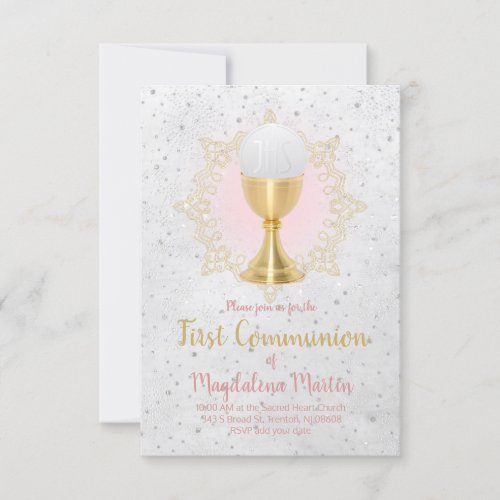 catholic girl first communion design invitation