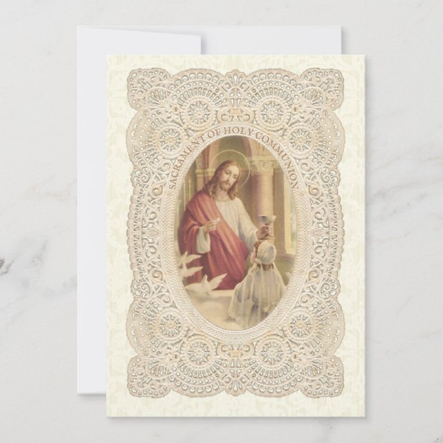 Catholic Girl First Holy Communion Invitation (Front)