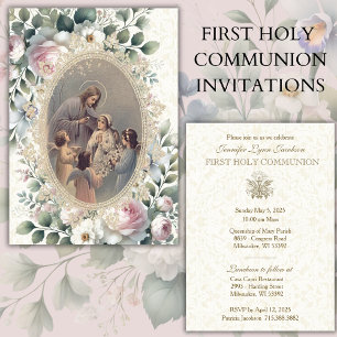 Catholic Girl First Holy Communion Invitation