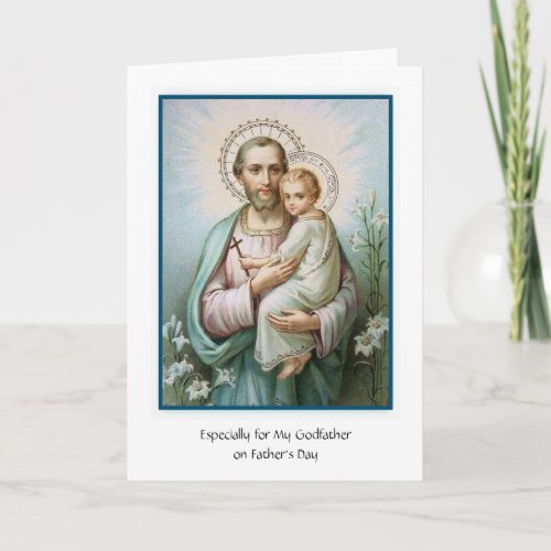 Catholic Godfather St Joseph  Jesus Fathers Day Card