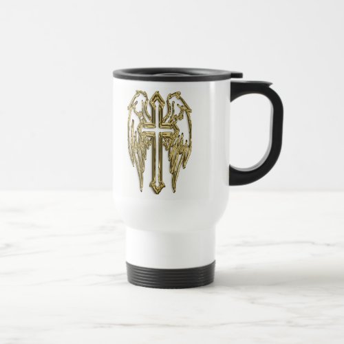 catholic_gold cross white travel mug