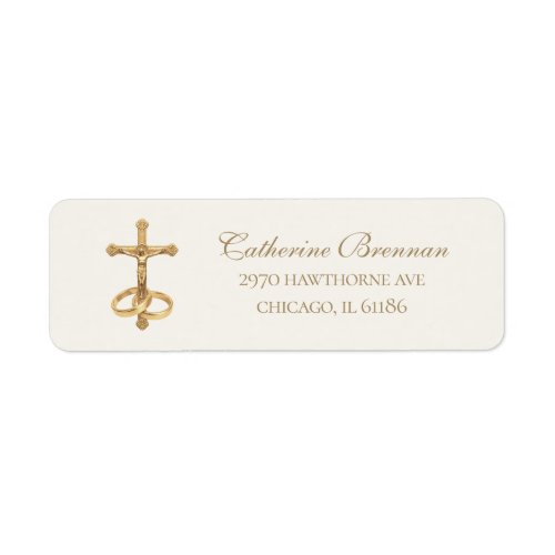 Catholic Gold Crucifix and Rings Wedding  Label