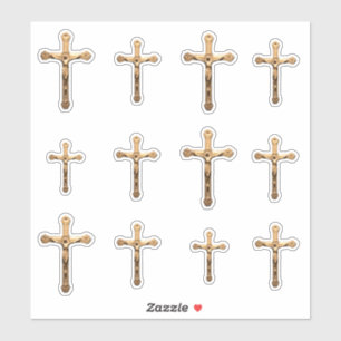 Catholic Gold Crucifix Cross Jesus Corpus Sticker