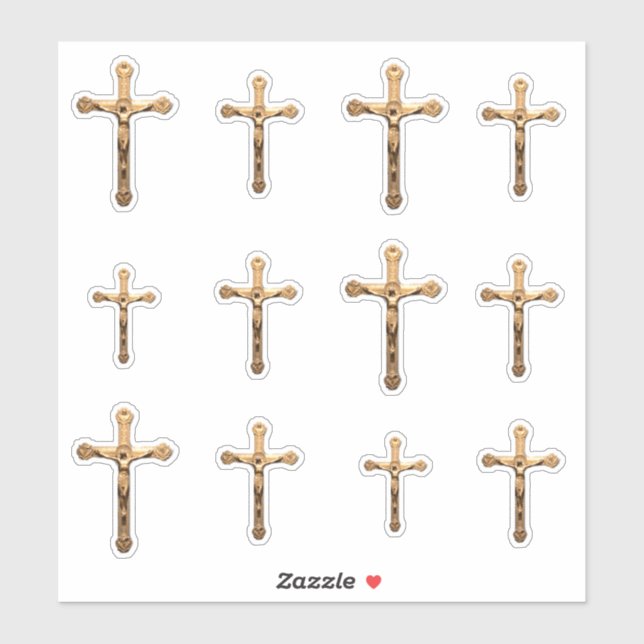Catholic Gold Crucifix Cross Jesus Corpus Sticker (Sheet)