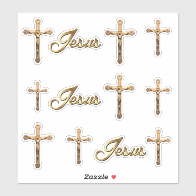 Catholic Gold Crucifix Cross Jesus Corpus Sticker (Sheet)