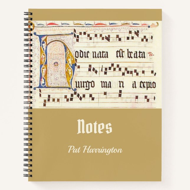 Catholic Gregorian Chant Latin Mass Medieval Gold Notebook (Front)
