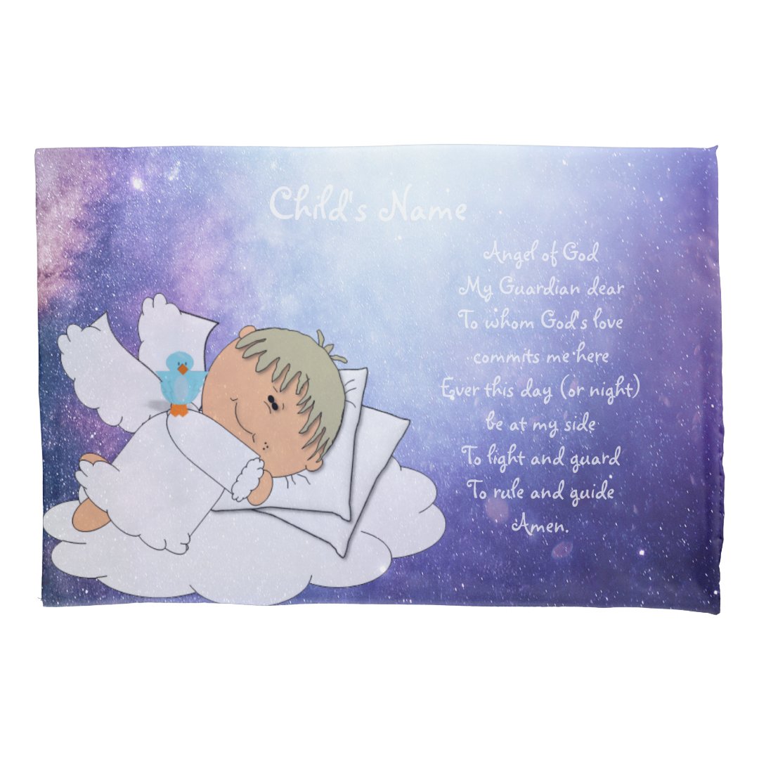 Catholic Guardian Angel Bedtime Prayer Named 3 Pillowcase Zazzle