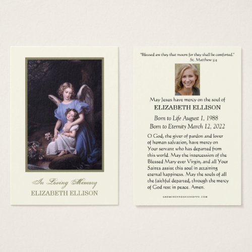 Catholic Guardian Angel  Funeral Prayer Card