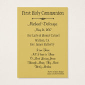 Catholic Holy Card for First Holy Communion (Back)
