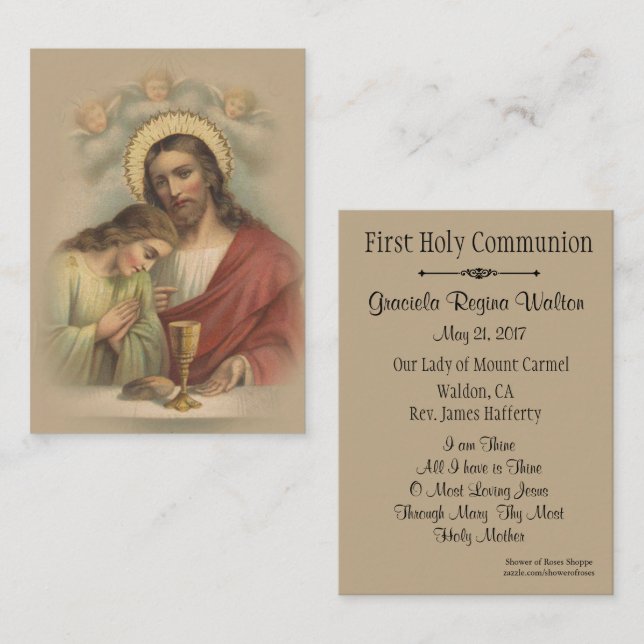 Catholic Holy Card Remembrance 1st Holy Communion (Front/Back)