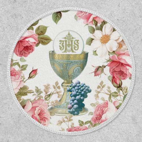  Catholic  Holy Communion Pink Roses Floral Patch
