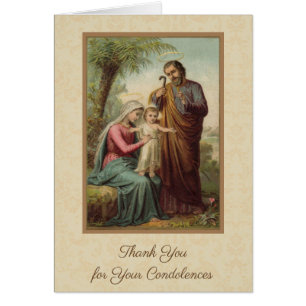 Catholic Holy Family Funeral Condolence Thank You Cards