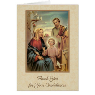 Catholic Holy Family Funeral Condolence Thank You Cards