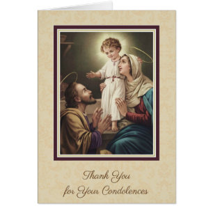 Catholic Holy Family Funeral Condolence Thank You Cards