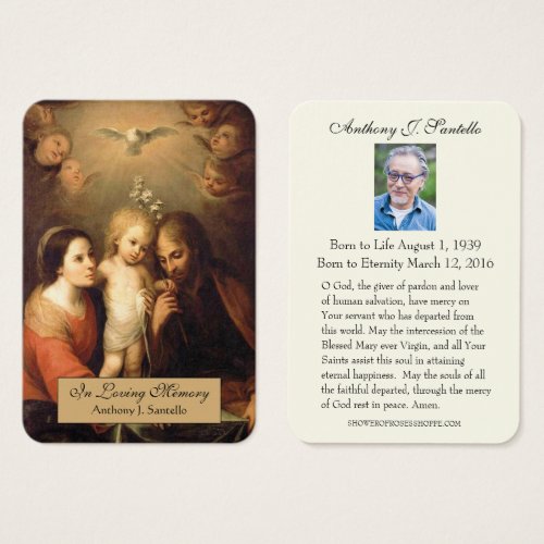 Catholic Holy Family Funeral  Prayer Holy Card