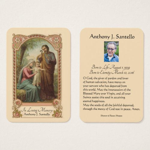 Catholic Holy Family Funeral  Prayer Holy Card