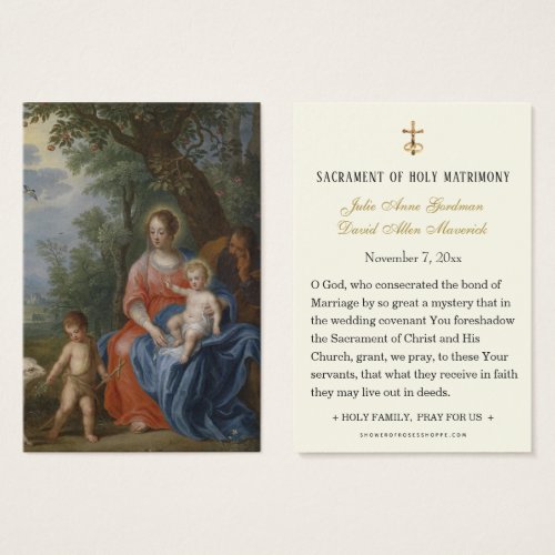 Catholic Holy Family Wedding Holy Card