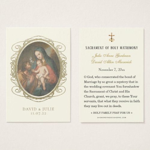 Catholic Holy Family Wedding Prayer Card