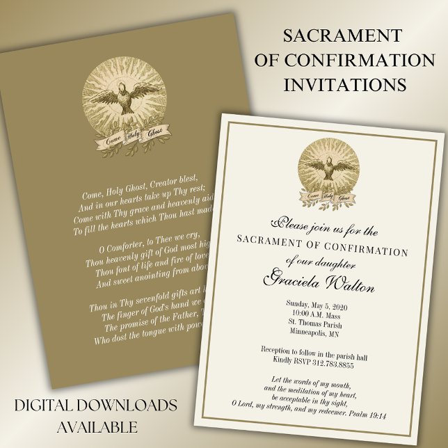 Catholic Holy Ghost Sacrament of Confirmation Invitation (Creator Uploaded)