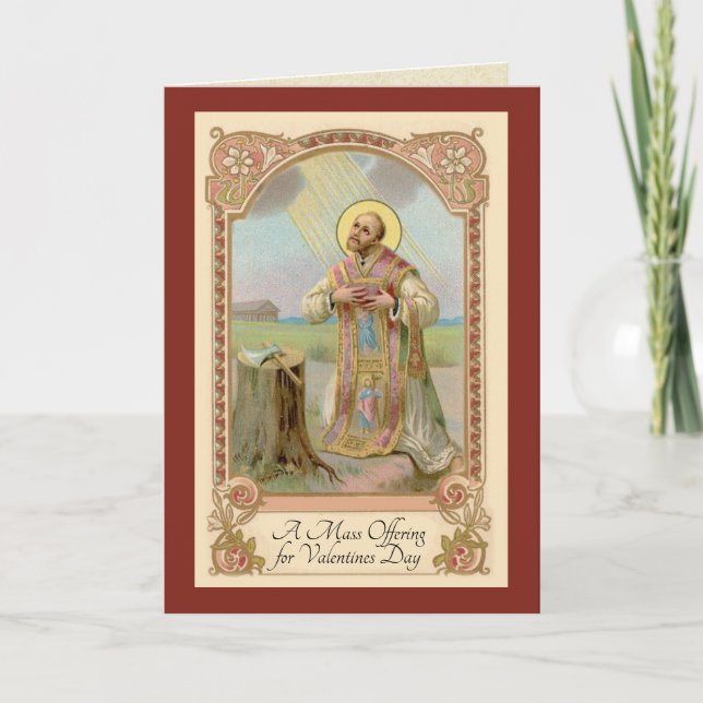 Catholic Holy Mass Offering St. Valentines Day Card (Front)