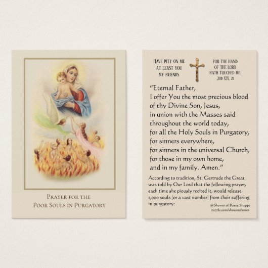 Catholic Holy Souls Purgatory Prayer St. Gertrude (Front & Back)