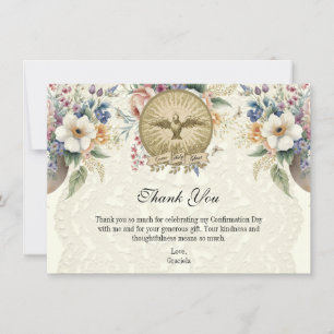 Catholic Holy Spirit Confirmation Floral Thank You Card